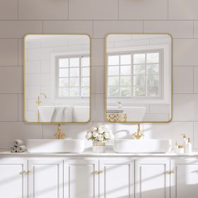 Wall Mirror 24x36 Inch Golden Rectangular Mirror Metal Framed Mirror Vanity Mirror Dressing Mirror, for Bathroom, Living Room, Bedroom Wall Decor