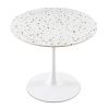 Mid-Century White Stone Round Dining Table for Dining Room, Living Room,Cafe,Easy to Assemble and Clean
