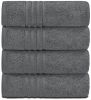 Grey Bath Towels Set of 4 Cotton Body Towel for Hotel Gym Spa Soft Extra Absorbent Quick Dry Towels for Bathroom 27x54 Inch