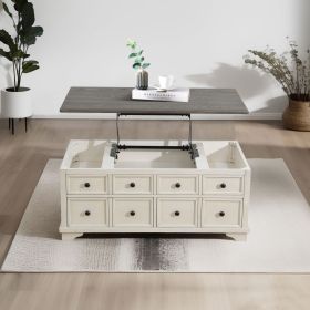 Dark Grey MDF Top and White Oak Drawer Living Room Storage Desk
