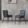 Dining Chairs Set of 2, Modern PU Leather Dining Metal Legs for Living Kitchen Dining Room Black