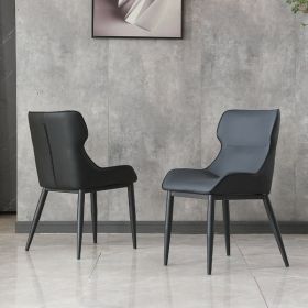 Dining Chairs Set of 2, Modern PU Leather Dining Metal Legs for Living Kitchen Dining Room Black