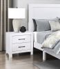 Modern White Finish 1pc Nightstand of 2x Drawers Black Hardware Wooden Bedroom Furniture