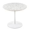 Mid-Century White Stone Round Dining Table for Dining Room, Living Room,Cafe,Easy to Assemble and Clean