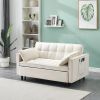 Modern velvet sofa, sofa pull-out bed, small love seat casual sofa with back, with pillow, pockets, living room furniture