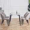 Modern Minimalist Rectangular Glass Dining Table for 4-6 with 0.31" Tempered Glass Tabletop and Black Coating Metal Legs, Writing Table Desk
