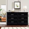 Modern 3 Drawer Bedroom Chest of Drawers with 6 Drawers Dresser, Clothes Organizer -Metal Pulls for Living Room, Bedroom, Hallway, Black