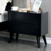 Mid-Century Modern Black Color 1pc Nightstand Bedroom Furniture Solid wood Round Tapered Legs 2-Drawers Bedside Table