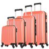 4 Piece Set Luggage Sets Suitcase ABS Hardshell Lightweight Spinner Wheels (16/20/24/28 inch) Orange