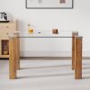 Modern minimalist rectangular dining table. Glass desktop and wooden MDF table legs. Suitable for restaurants and living rooms51"*31.4"*30"