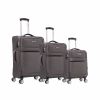 3-piece fabric soft luggage set with swivel wheels and password lock, 20/26/30 inches,Grey