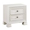 Classic Luxury Pearl White Finish Nightstand of 2x Drawers Wooden Bedroom Furniture 1pc, Dart Molding Design
