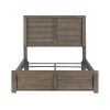 Rustic Style Gray Finish 1pc Queen Size Panel Bed Wooden Bedroom Furniture Low-Profile Footboard