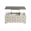 Dark Grey MDF Top and White Oak Drawer Living Room Storage Desk