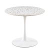 Mid-Century White Stone Round Dining Table for Dining Room, Living Room,Cafe,Easy to Assemble and Clean