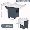 39.4" Wood Folding Dining Table with 4 Wheels, Wood Folding End Table with Wheels, Folding Dining Table with Storage Rack and 1 Drawers
