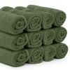 Luxury Washcloths for Bathroom Hotel Spa Kitchen 12 Pcs Set Circlet Egyptian Cotton Highly Absorbent Hotel Quality Face Towels 13x13 Inch Forest Green