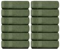 Luxury Washcloths for Bathroom Hotel Spa Kitchen 12 Pcs Set Circlet Egyptian Cotton Highly Absorbent Hotel Quality Face Towels 13x13 Inch Forest Green