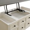 Dark Grey MDF Top and White Oak Drawer Living Room Storage Desk