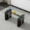 Large modern simple rectangular glass table, which can accommodate 6-8 people