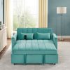 54.33 inch versatile foldable sofa bed in 3 lengths, modern sofa sofa sofa velvet pull-out bed, adjustable back (GREEN)