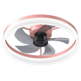 Ceiling Fan With Light Dimmable LED Recessed Mount Slim Modern Ceiling Fan Unavailable Platforms- Temu (Color: pink)