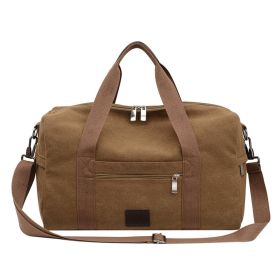 Canvas Travel Bag with Patch Decor Lightweight Luggage for Business Trips (Color: brown)