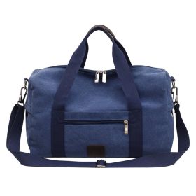 Canvas Travel Bag with Patch Decor Lightweight Luggage for Business Trips (Color: Blue)