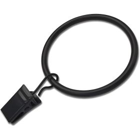 10 Pack Curtain Rings with Clips, Curtain Clip Rings Hooks, Drape Sliding Eyelet Rings (Color: black, size: 38mm)