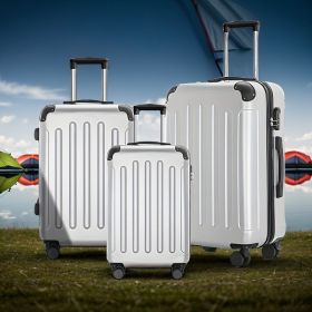3-Piece Luggage Set - Durable Plastic Hardshell Suitcases with Spinner Rolling System, Expandable Travel Trolley Cases for Vacation, Business (Color: gray)