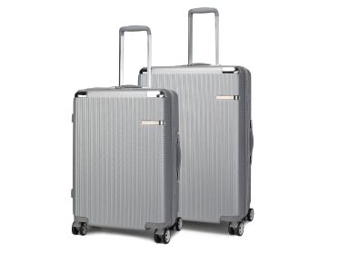 MKF Collection Tulum Large and Extra Large Check-in Spinner with TSA Security Lock by Mia k (Material: Polycarbonate, Color: Silver)