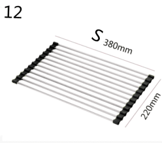 Folding Kitchen Drain Sink Rack Stainless Steel (Model: 12 S, Color: black)