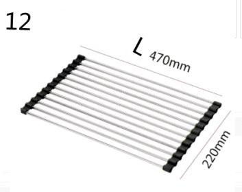 Folding Kitchen Drain Sink Rack Stainless Steel (Model: 12 L, Color: black)