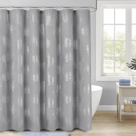 HIG Glitterr Foil Palm Tree Leaf Printed Shower Curtain, Modern Tropical Fabric Shower Curtains for Bathroom Decor, Decorative Shiny Bath Curtain (Color: gray, size: 72x72 inches)