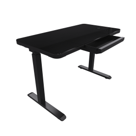 Glass Electric Standing Desk with Drawer - 45 x 23 Inch Tempered Glass Dual Motor Height Adjustable Sit Stand Desk Computer Workstation with USB/Wirel (Color: black)