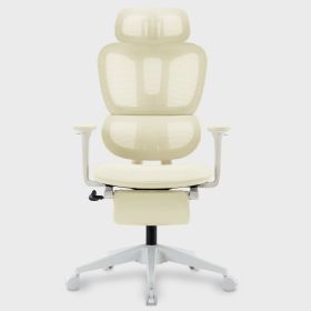 Multi-functional Ergonomic Mesh Office Chair with Adjustable Armrest,Footrest,Lumbar Support, 360°  Silent Wheels,Headrest for Home & Office (Color: apricot)