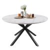 53" Mid-Century Modern Round Dining Table for 4-6 Person W/Solid Metal Legs