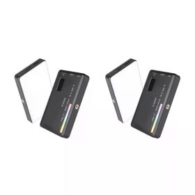 SH RGB Video Light LED Panel Lamp Camera Light 3100mAh Battery Dimmable 2500K-9000K Photo Lighting Studio for Youtube Tik tok (Color: 2pcs W140)