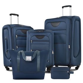 Softside Luggage Expandable 3 Piece Set Suitcase with Duffel Bag Upright Spinner Softshell Lightweight Luggage Travel Set (Color: as Pic)