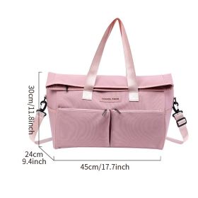 Large Multifunctional Waterproof Sports bag Gym Expansion Duffel Bag foldable travel luggage bag (Color: pink)
