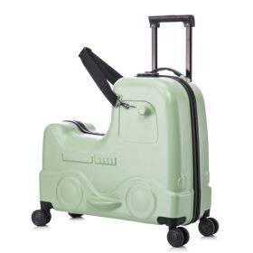 22 Inch Kid's Ride on Suitcase Children's Trolley Luggage with Spinner Wheels \Lock\Safty Belt\Telescoping Handle Blue (Color: as picture)