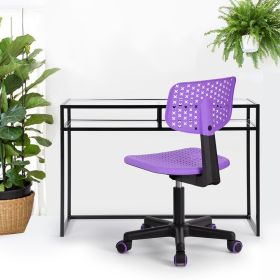 Plastic Children Student Chair;  Low-Back Armless Adjustable Swivel Ergonomic Home Office Student Computer Desk Chair;  Hollow Star (Color: Purple)