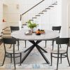 53" Mid-Century Modern Round Dining Table for 4-6 Person W/Solid Metal Legs